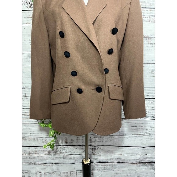 Valerie Stevens Vintage Jacket Blazer size 8 Brown Wool Black Velvet 90's Y2K - Picture 7 of 14